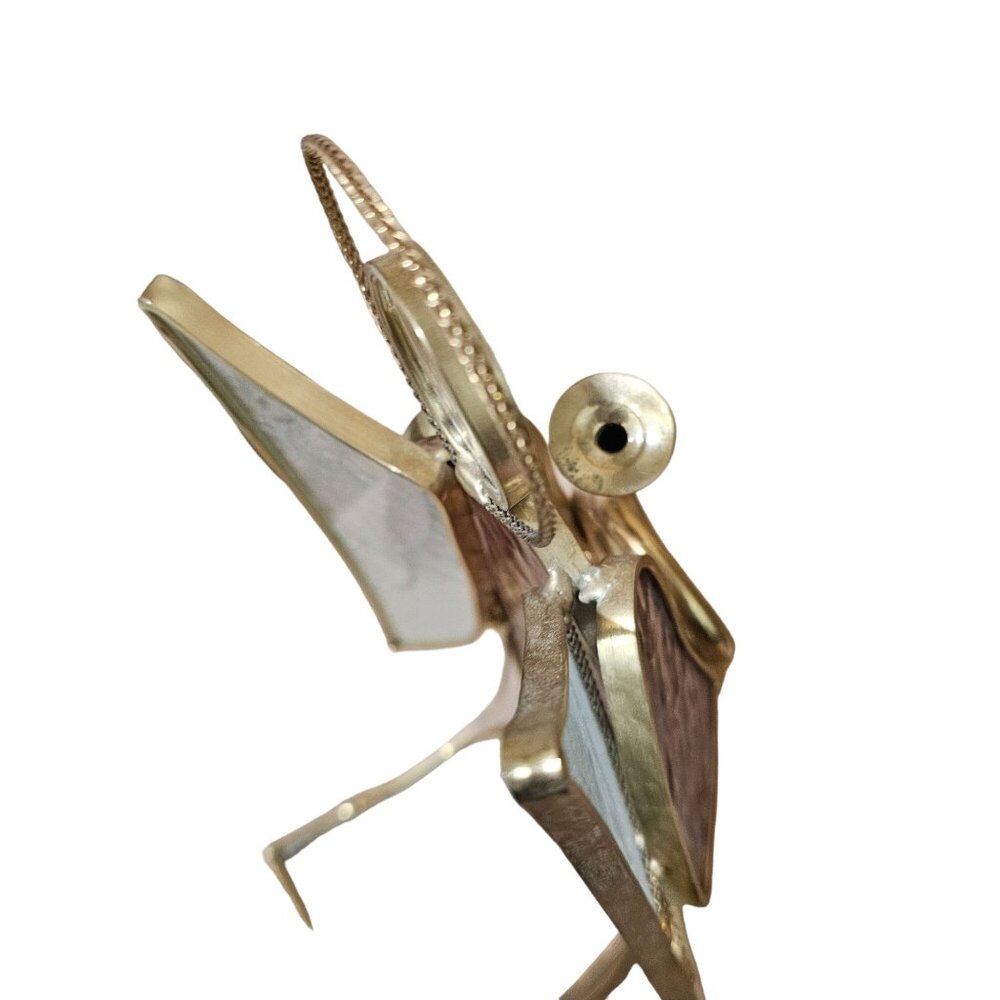 Stained Glass Angel Figurine With Trumpet - Gold Trim & Crystal Halo - Picture 4 of 7